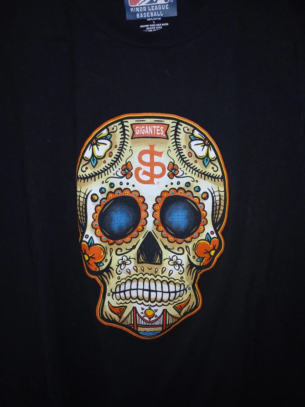 San Jose Giants Gigantes MiLB Sugar Skull Dia De Los Muertos Shirt New Era L